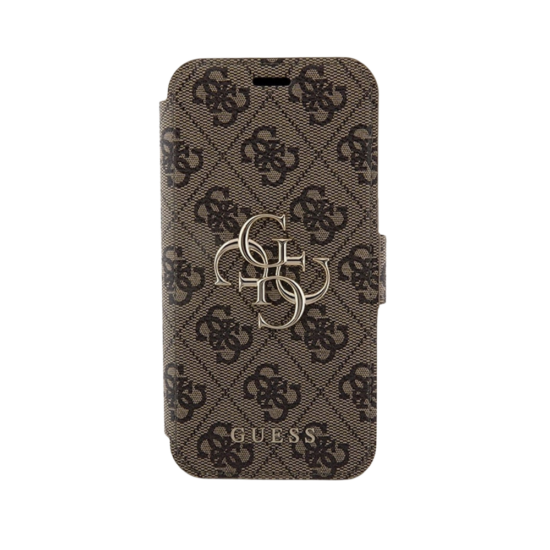 Guess 4G Metal Logo Book Case - iPhone 15 Pro Max -bruin