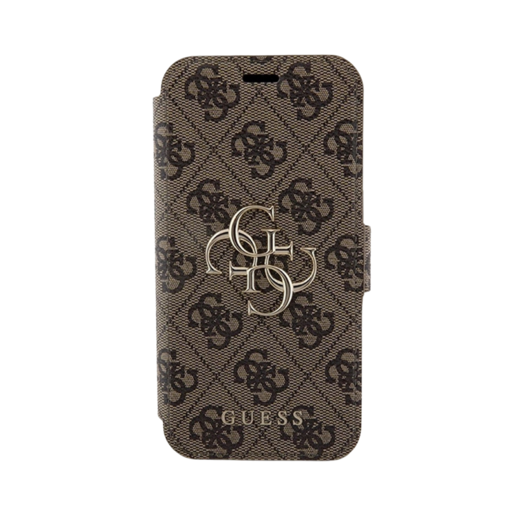 Guess 4G Metal Logo Book Case - iPhone 15 Pro Max -bruin