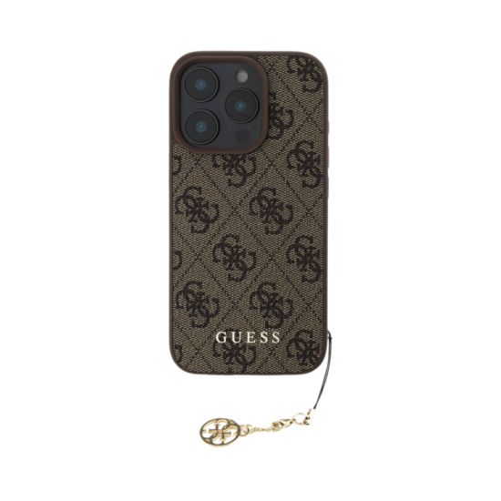 GUESS - iPhone 16 Pro - Phone Case - Brown with Charm