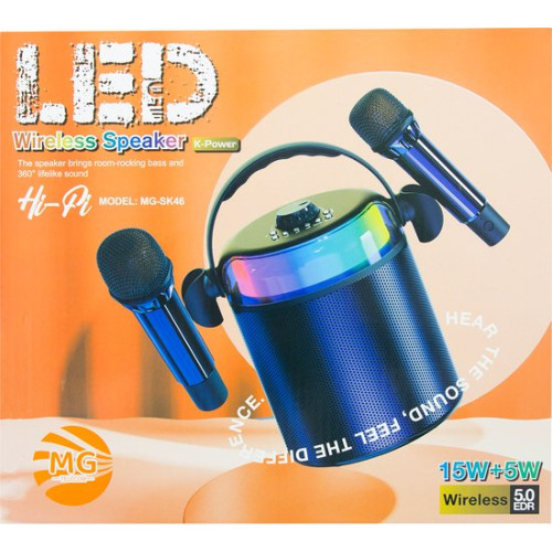 MG Dynamische luidspreker met karaoke SK46 2023 - Draagbare Speaker met LED verlichting en Extra Bas