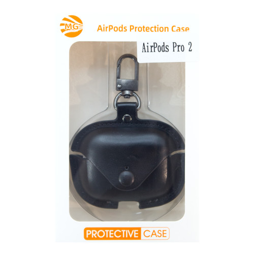 MG - Premium Hoesje Geschikt Voor Airpods Pro 2 Case Zwart Oplaadcase Leer