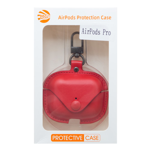 MG - Premium Hoesje Geschikt Voor Airpods Pro  Case Rood Oplaadcase Leer