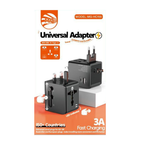 MG - Reisstekker van EU naar VS/USA - Wereldstekker - Reis Adapter - Zwart -Travel Adapter