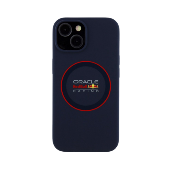 Red Bull Racing Silicone Red Ring Back Cover hoesje met MagSafe vooriPhone 15 Pro Donkerbla