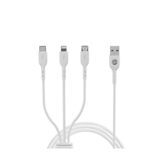 MG -  Oplaadkabel 3 in 1 Wit - Lightning/USB-C/MicroUSB - Geschikt voor iPhone, iPad en Android appa