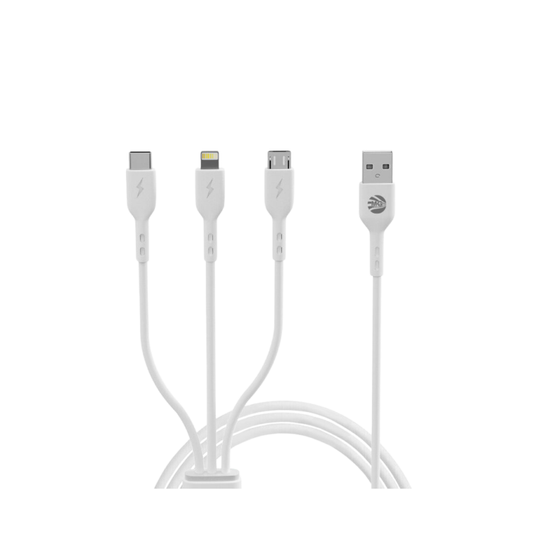 MG -  Oplaadkabel 3 in 1 Wit - Lightning/USB-C/MicroUSB - Geschikt voor iPhone, iPad en Android appa