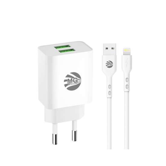 MG - Pin 8 - GaN Technologie - 2,4A - Super Fast Charging - Wit - 2 Poort Type C - Met Kabel