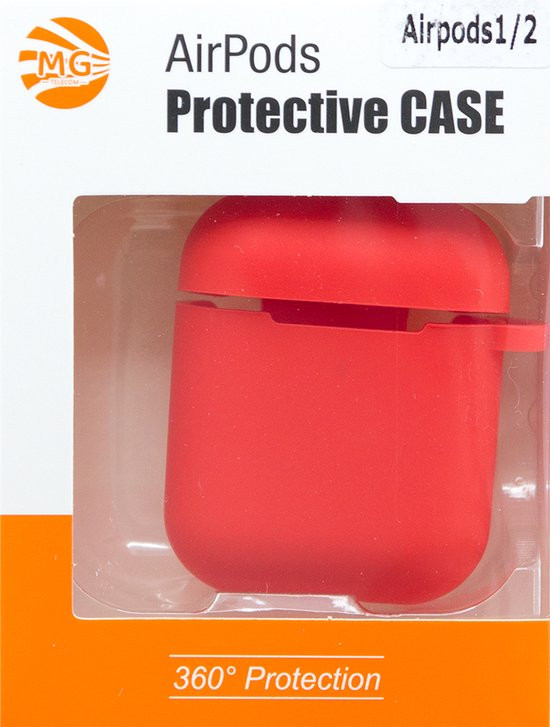 MG - Premium Hoesje Geschikt Voor Airpod 1/2 - Rood Oplaadcase Van Plastic