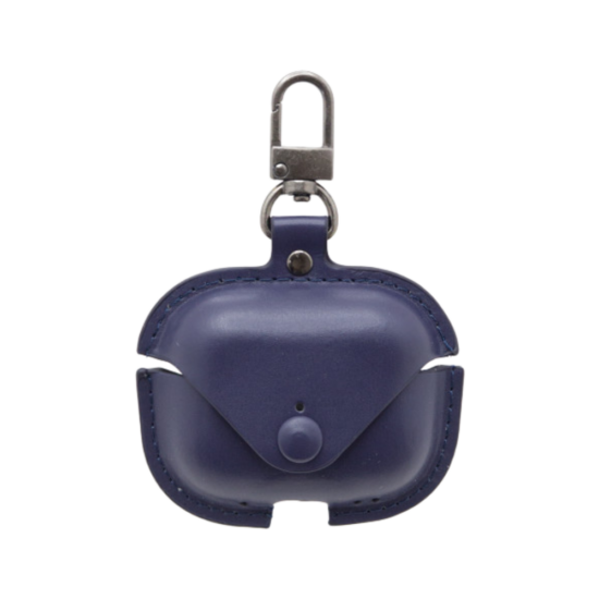 MG - Premium Hoesje Geschikt Voor Airpods 3 Case Blauw Oplaadcase Leer