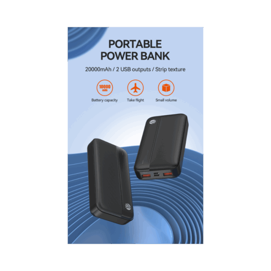 MG - Draagbare Powerbank - 2 Apparaten Tegelijk Opladen - 20000Mah  - Zwart