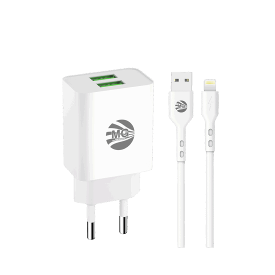 MG - Pin 8 - GaN Technologie - 2,4A - Super Fast Charging - Wit - 2 Poort Type C - Met Kabel