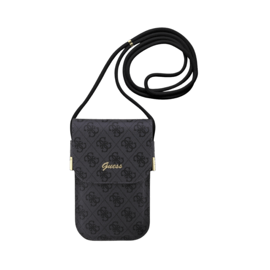 Guess 4G Vintage Script Logo Tas (Scherm tot 7 Inch) - Zwart