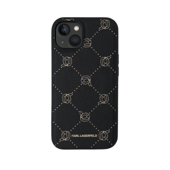 Karl Lagerfeld Backcase hoesje geschikt voor iPhone 15 - Effen Zwart - Kunstleer