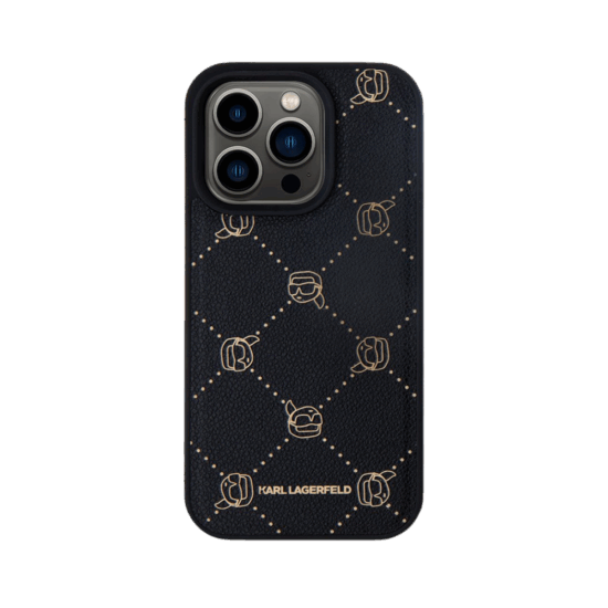 Karl Lagerfeld Backcase hoesje geschikt voor iPhone 15 Pro Max - Effen Zwart - Kunstleer