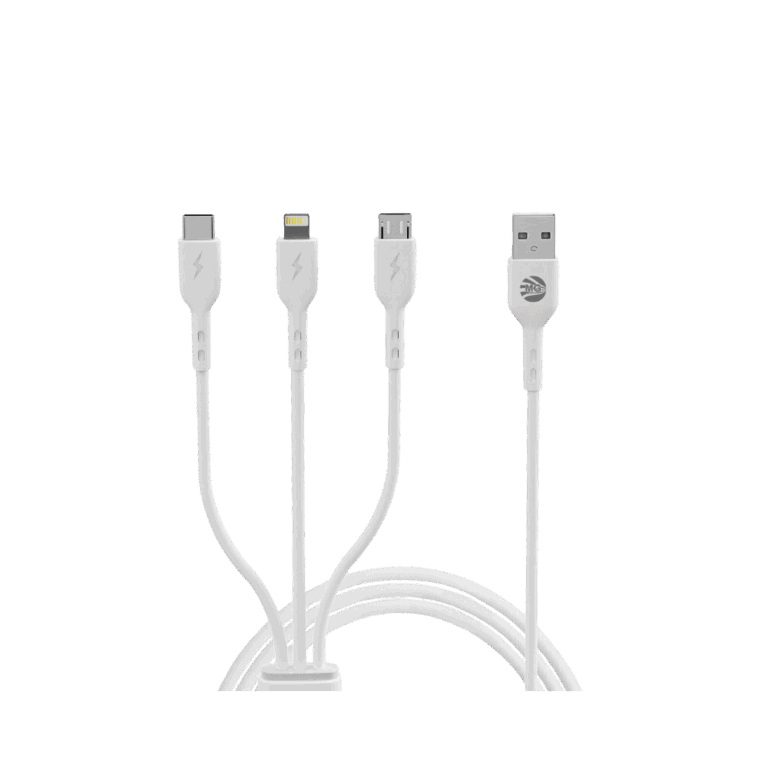 MG -  Oplaadkabel 3 in 1 Wit - Lightning/USB-C/MicroUSB - Geschikt voor iPhone, iPad en Android appa