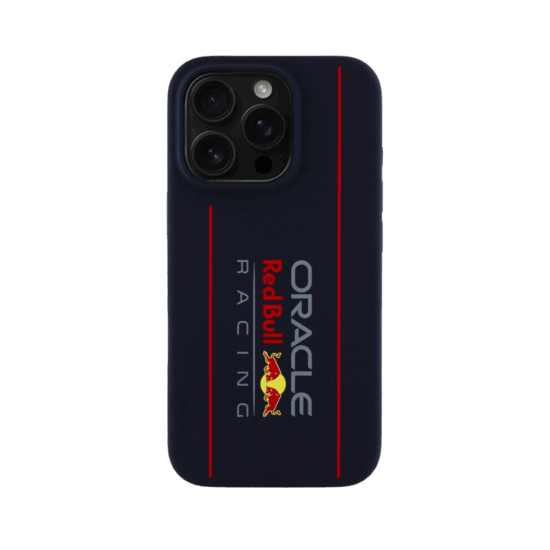 Red Bull Racing Silicone Oversize Vertical Logo Back Cover hoesje met MagSafe voor Apple iPhone 15 P
