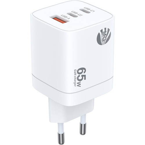 MG CDA147 GaN Charger Adapter - 65W Type-C + USB - Wit