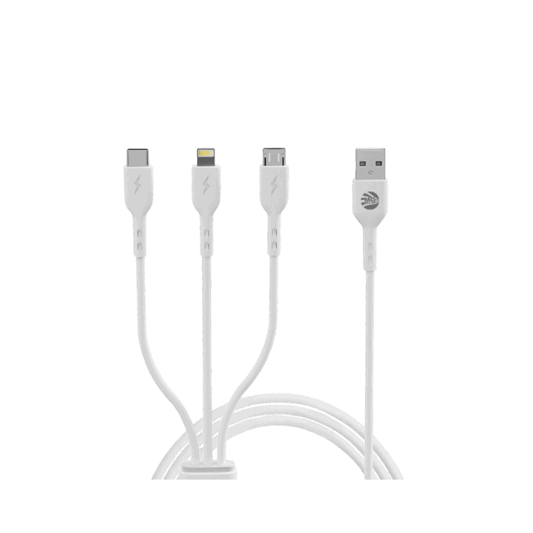 MG -  Oplaadkabel 3 in 1 Wit - Lightning/USB-C/MicroUSB - Geschikt voor iPhone, iPad en Android appa