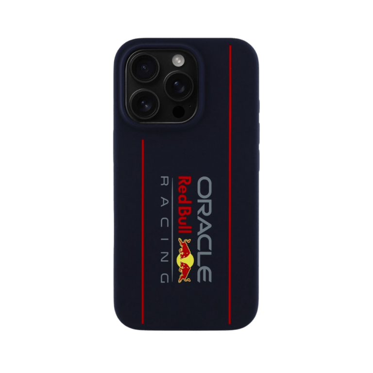 Red Bull Racing Silicone Oversize Vertical Logo Back Cover hoesje met MagSafe voor Apple iPhone 16 P