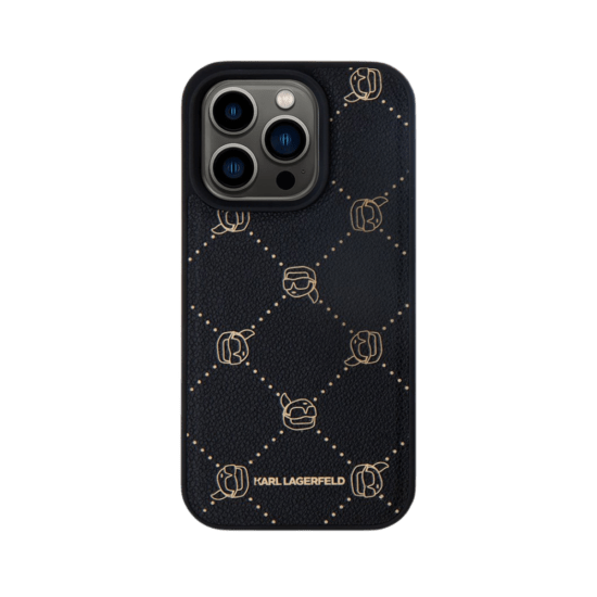 Karl Lagerfeld Backcase hoesje geschikt voor iPhone 15 Pro Max - Effen Zwart - Kunstleer