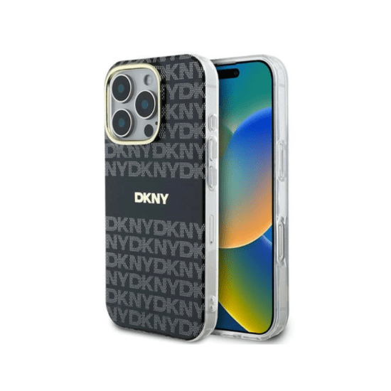 DKNY iPhone 16 Pro Max Repeat Pattern - Tonal Stripe - PC/TPU MagSafe Case - Black