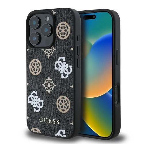 GUESS - iPhone 16 Pro - Phone Case - Zwart - Peony (MagSafe)