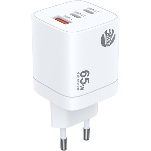 MG CDA147 GaN Charger Adapter - 65W Type-C + USB - Wit
