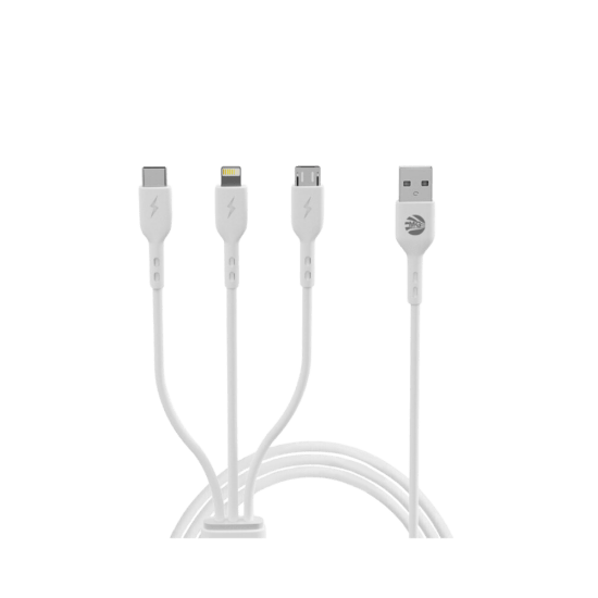 MG -  Oplaadkabel 3 in 1 Wit - Lightning/USB-C/MicroUSB - Geschikt voor iPhone, iPad en Android appa