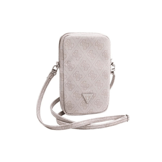 Guess Triangle Logo - 7 Inch PU Leather - Zipper Wallet Phone Bag - Pink