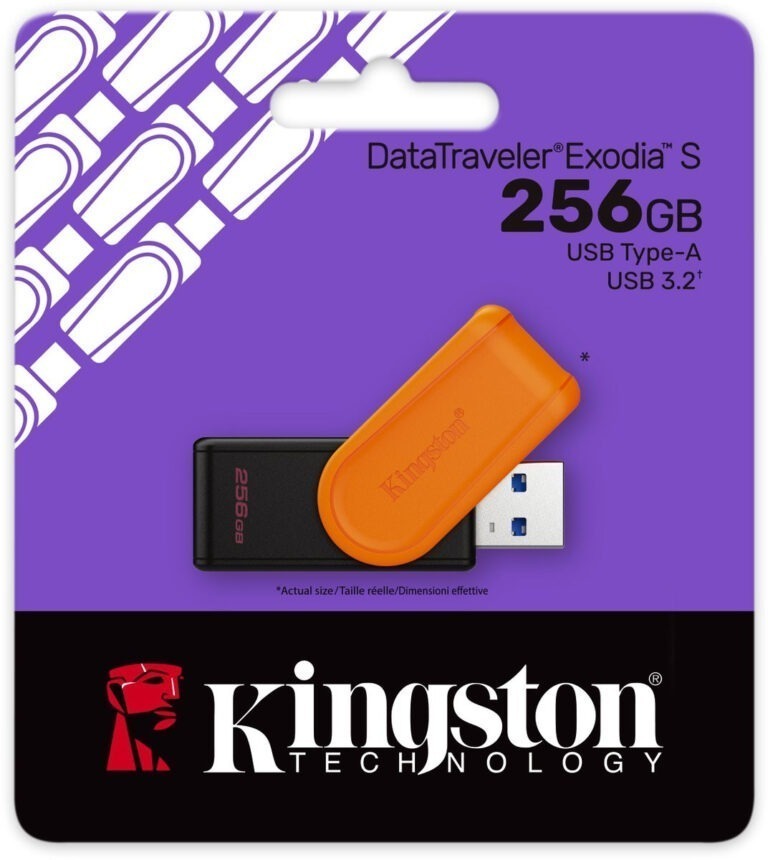 Kingston DTXS/256GB DataTraveler Exodia S - Type-A - USB 3.2 - 256GB - Black/Orange