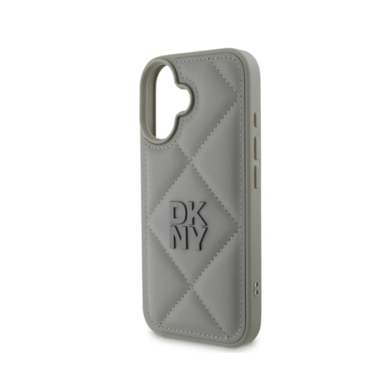 DKNY iPhone 16 Stack Logo Case - PU Leather - Grey