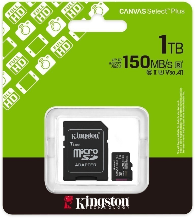 Kingston Canvas Select SDCS3/1TB´´Plus microSDXC - 150MB/S - kaart+adapter