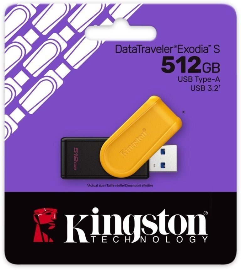 Kingston DTXS/512GB - DataTraveler Exodia S - Type-A - USB 3.2 - 512GB - Black/Yellow