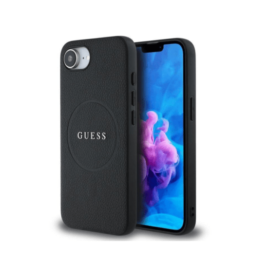 Guess iPhone 16/17e MagSafe Case - PU Grained Classic Logo - Black