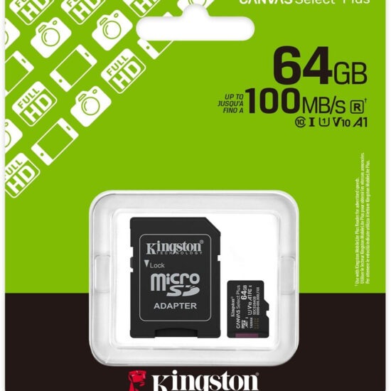 Kingston SDCS3/64GB - Canvas Select Plus - 100MB/s - 64GB - Kaart + Adapter