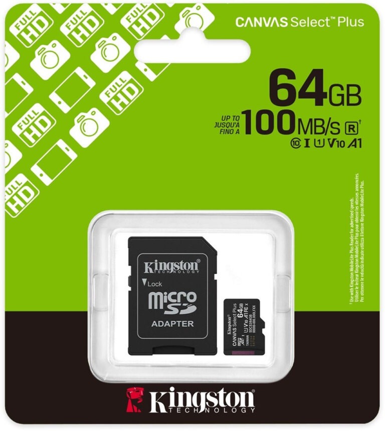 Kingston SDCS3/64GB - Canvas Select Plus - 100MB/s - 64GB - Kaart + Adapter