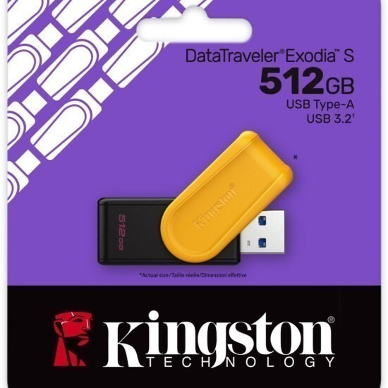 Kingston DTXS/512GB - DataTraveler Exodia S - Type-A - USB 3.2 - 512GB - Black/Yellow