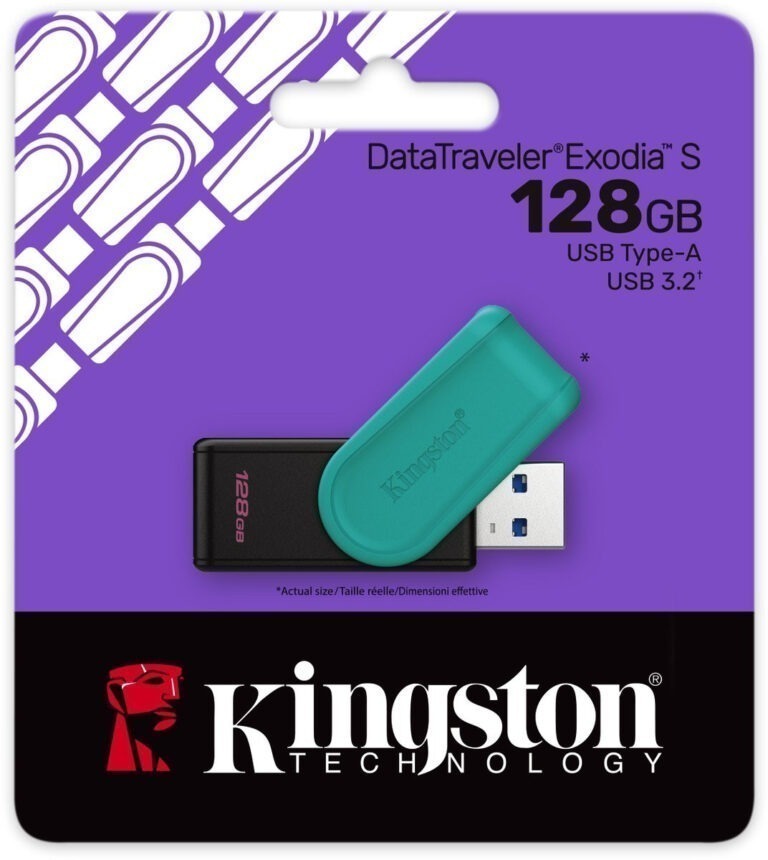 Kingston DTXS/128GB - DataTraveler Exodia S - Type-A - USB 3.2 - 128GB - Black/Turquoise
