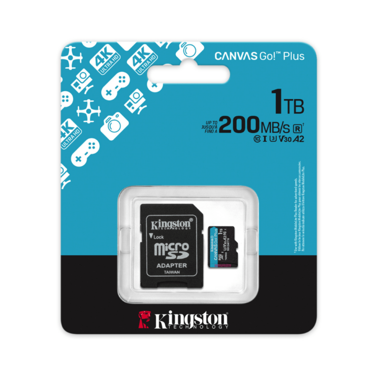 Kingston SDCG4/1TB - microSDXC Canvas Go Plus Gen4 - Card + Adapter