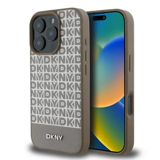 DKNY PU Leather  MagSafe -  Case for iPhone 16 Pro - Brown
