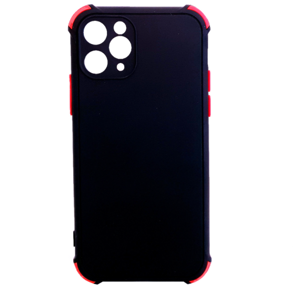 Apple iPhone 11 Pro - Siliconen backcover met rode accenten – Zwart