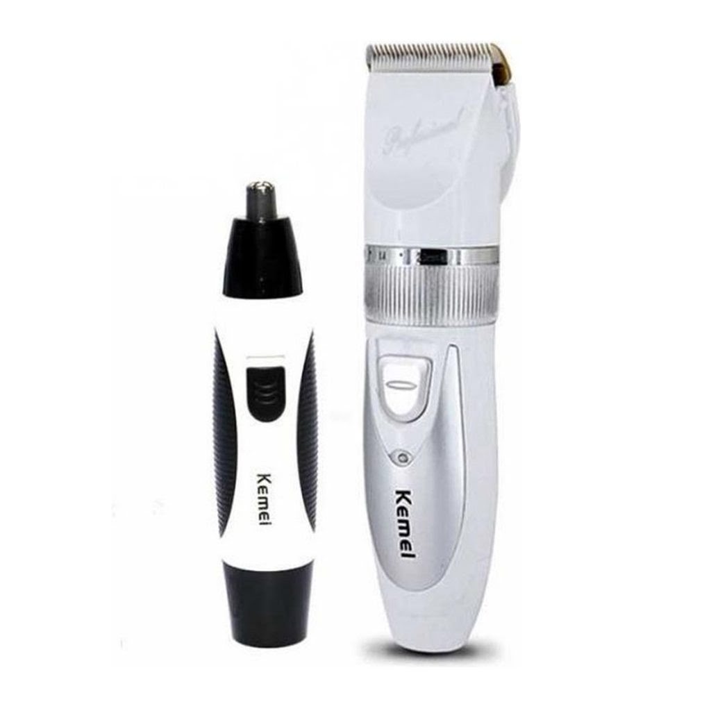 Kemei KM-6689 Oplaadbare 2 in 1 haartrimmer / neustrimmer - Wit